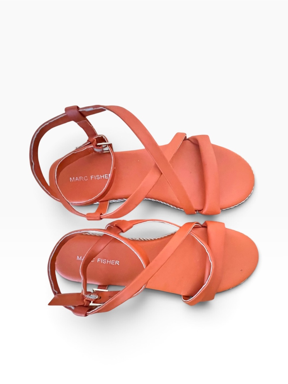 Marc Fisher Coral Orange Strappy Ankle-Buckle Sandals
